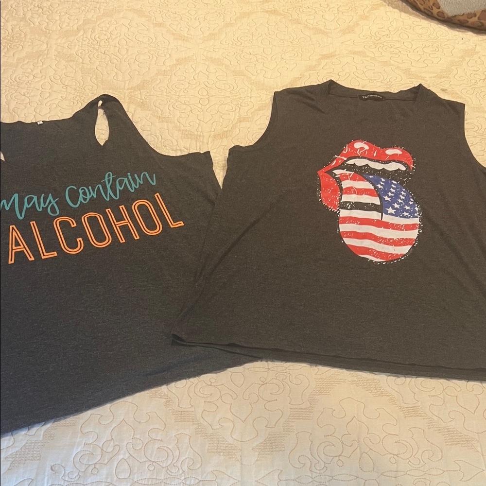 Womens Graphic Tank Tops (2)- Gray